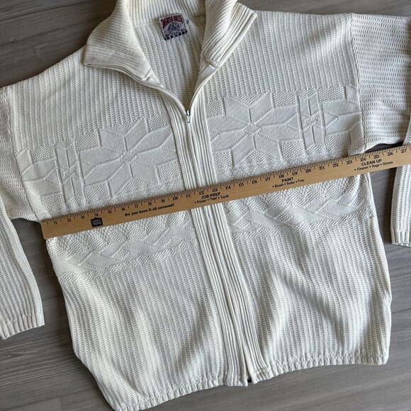 Vintage 90s Sweater House Cardigan Sweater White Cream Men's Size XL Made In USA - Picture 3 of 9